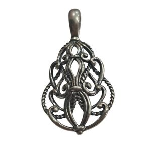Carolyn Pollack Sterling Silver With Open Scrollwork Enhancer Pendant 925